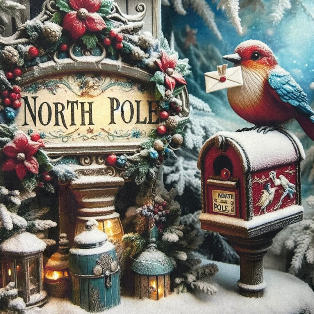 Pannello in Velluto Natalizio 45x45 cm | Uccellini