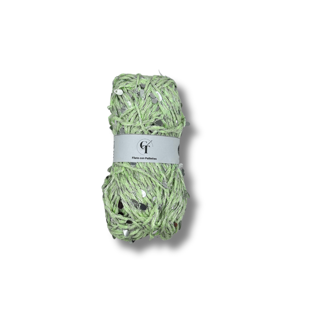 Filato Paillettes per Cappelli e Accessori Uncinetto | Verde Pastello