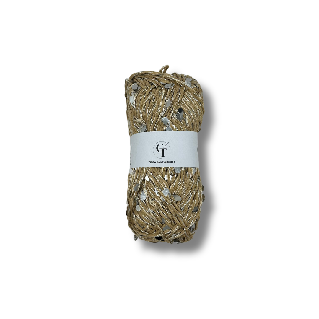 Filato Paillettes per Cappelli e Accessori Uncinetto | Beige