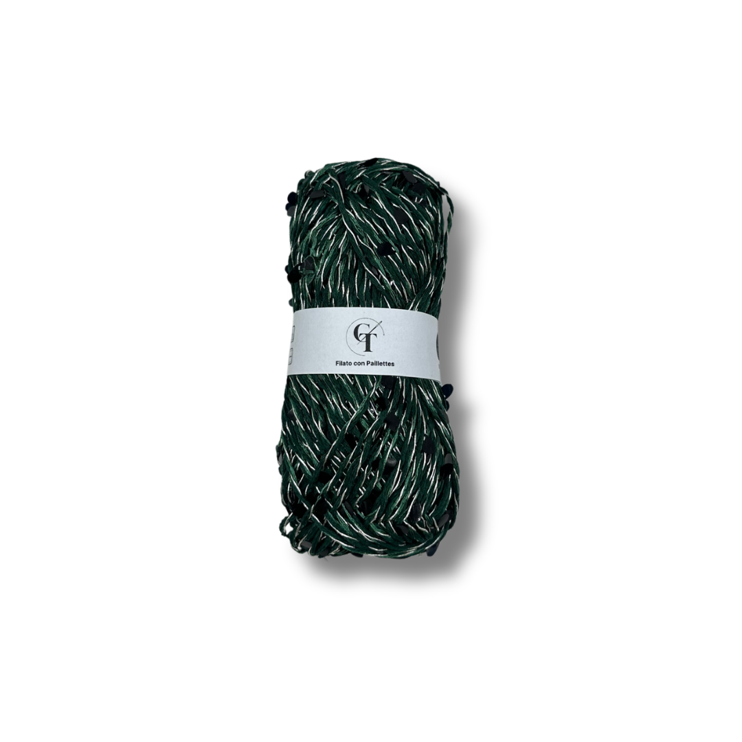 Filato Paillettes per Cappelli e Accessori Uncinetto | Verde Scuro