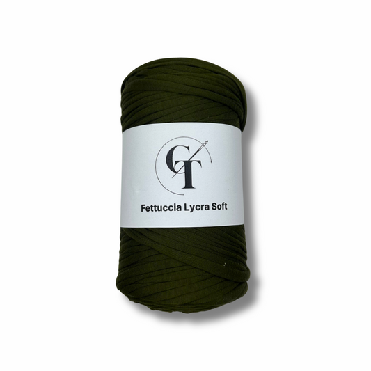 Fettuccia in Lycra Soft Verde Militare per Borse all’Uncinetto – 400g