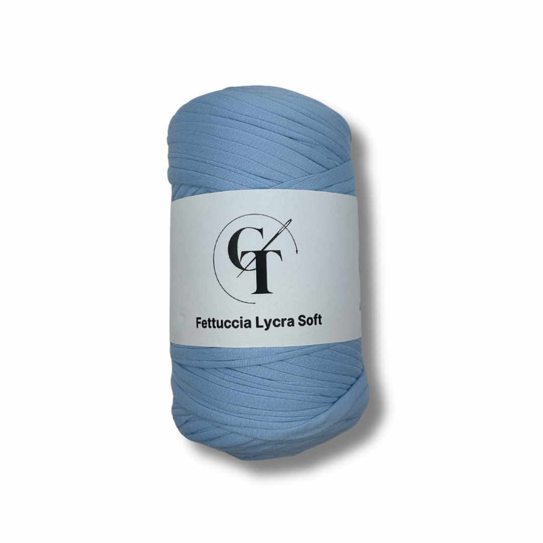 Fettuccia in Lycra Soft Celeste per Borse all’Uncinetto – 400g