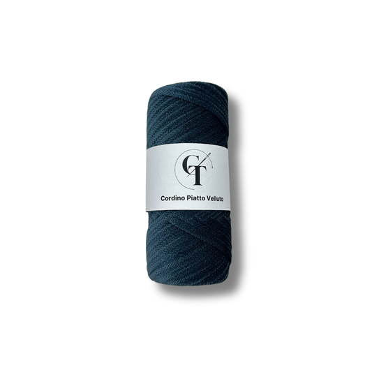 Blu Navy | Cordino Piatto in Velluto per Borse all'Uncinetto 200g