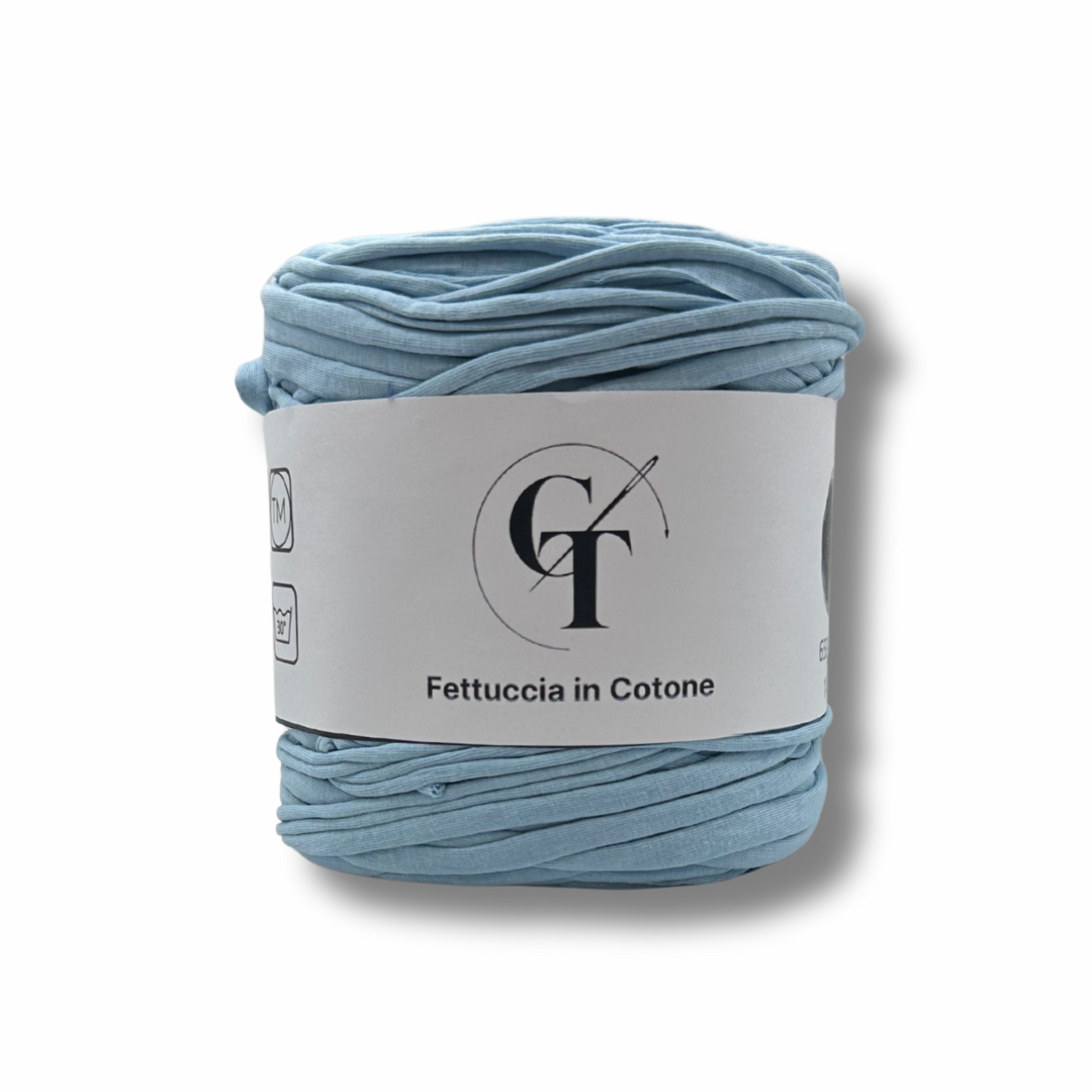 Fettuccia Cotone Elasticizzato Celeste per Borse Uncinetto