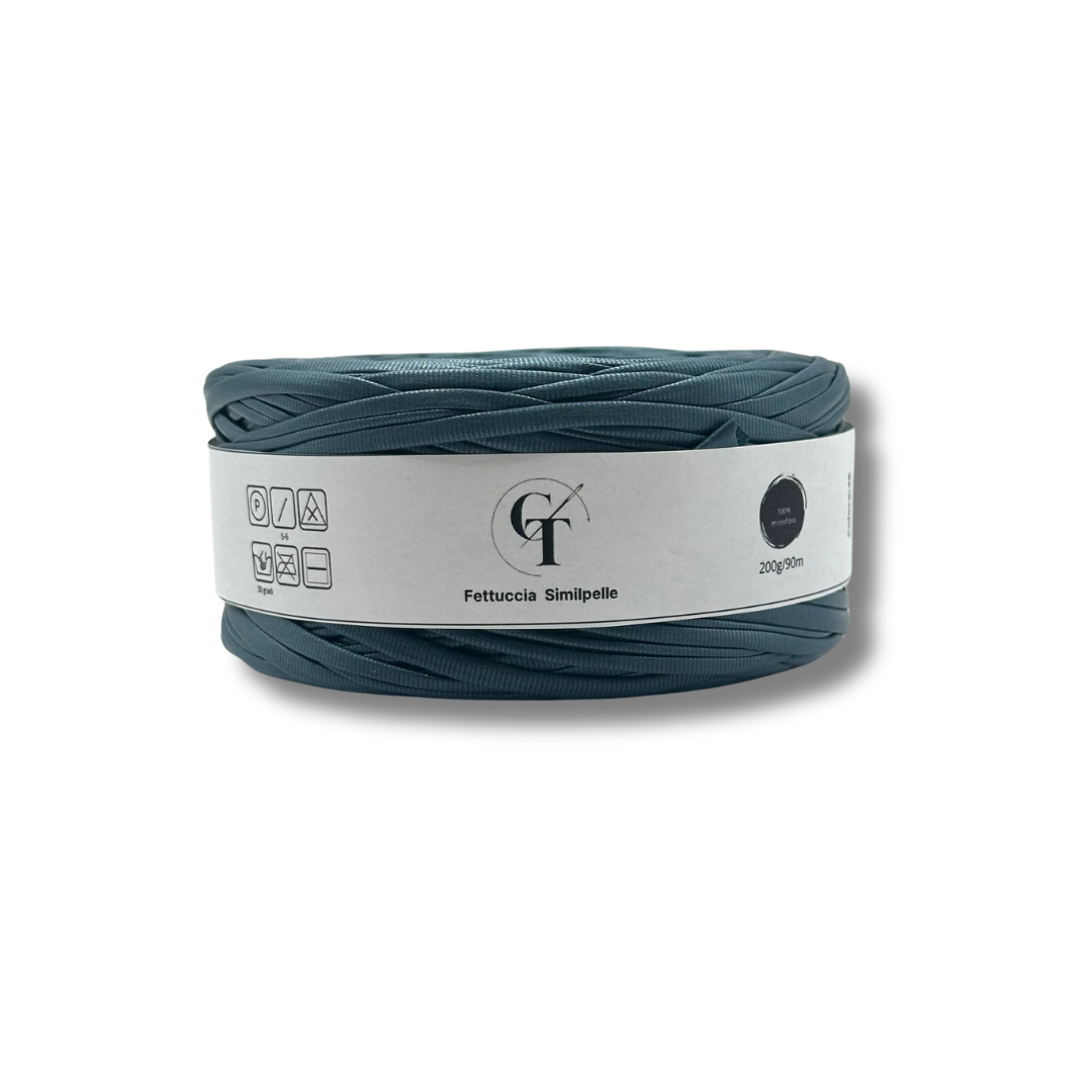 Fettuccia Similpelle per Borse Uncinetto | Blu Petrolio