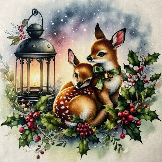 Pannello in Velluto Natalizio 45x45 cm | Cerbiatti