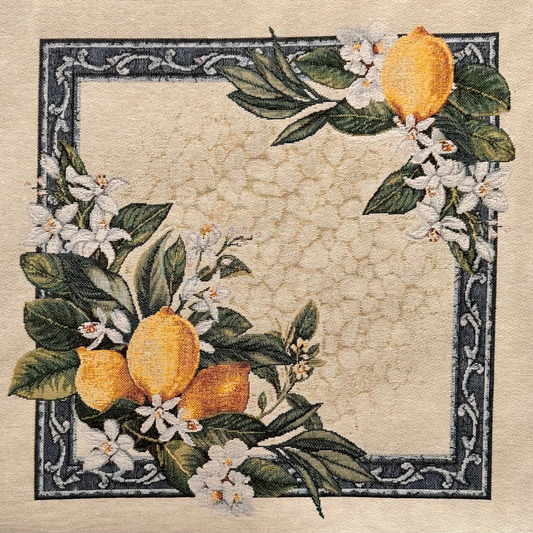 Pannello Pretagliato Gobelin 45x45 cm | Fantasia Limoni 02 | Ideale per Cuscini, Borse e Sedute