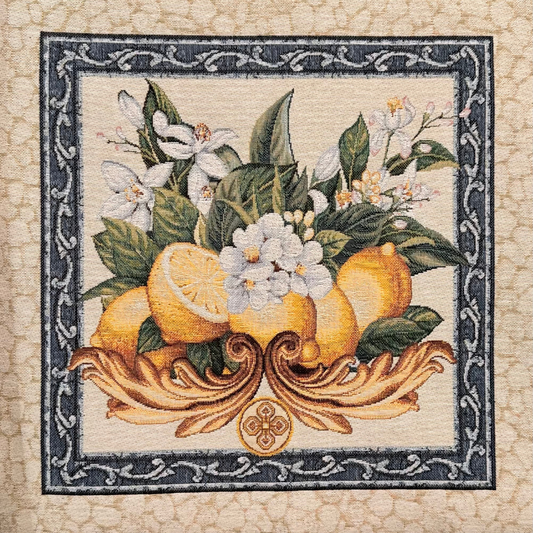 Pannello Pretagliato Gobelin 45x45 cm | Fantasia Limoni 03 | Ideale per Cuscini, Borse e Sedute