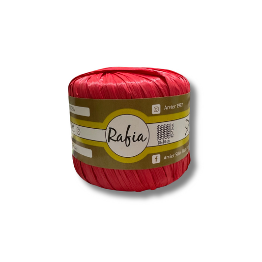 Gomitolo in Rafia GPTEX Col. 09 Rosso- Filato Viscosa 100%, Made in Italy