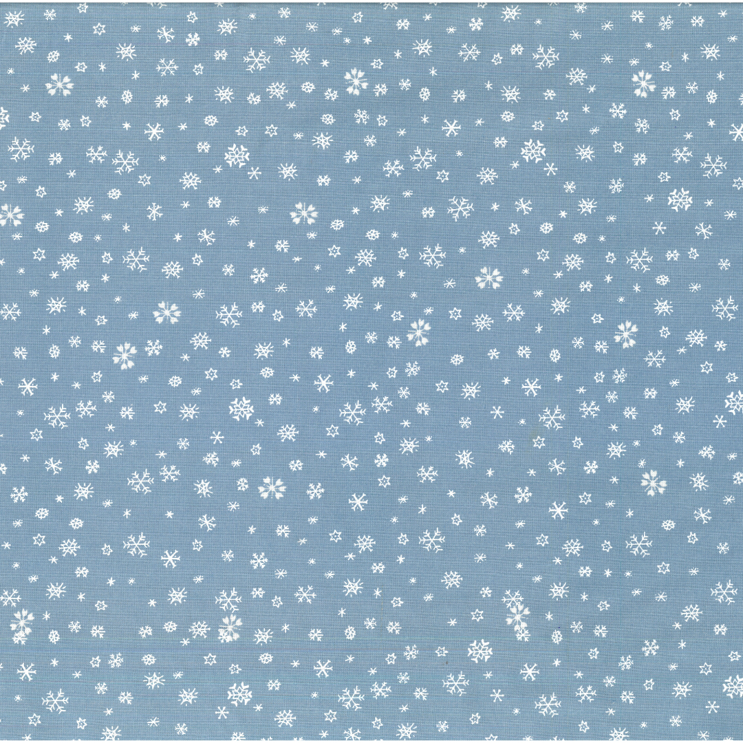 Tessuto Cotonina Natalizia a Metraggio - 100% Cotone, 110cm - Fiocchi di Neve Blu