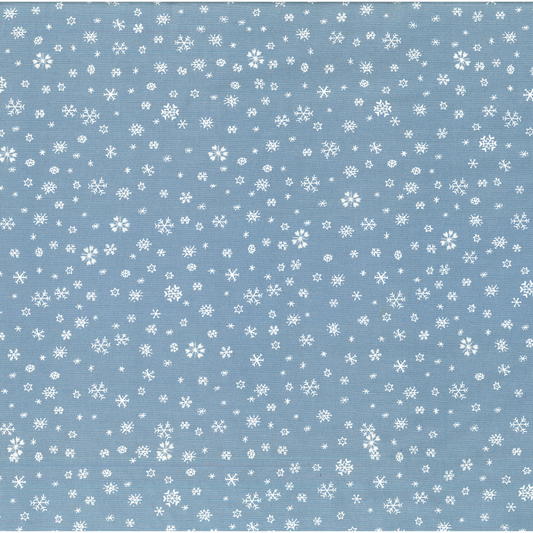 Tessuto Cotonina Natalizia a Metraggio - 100% Cotone, 110cm - Fiocchi di Neve Blu