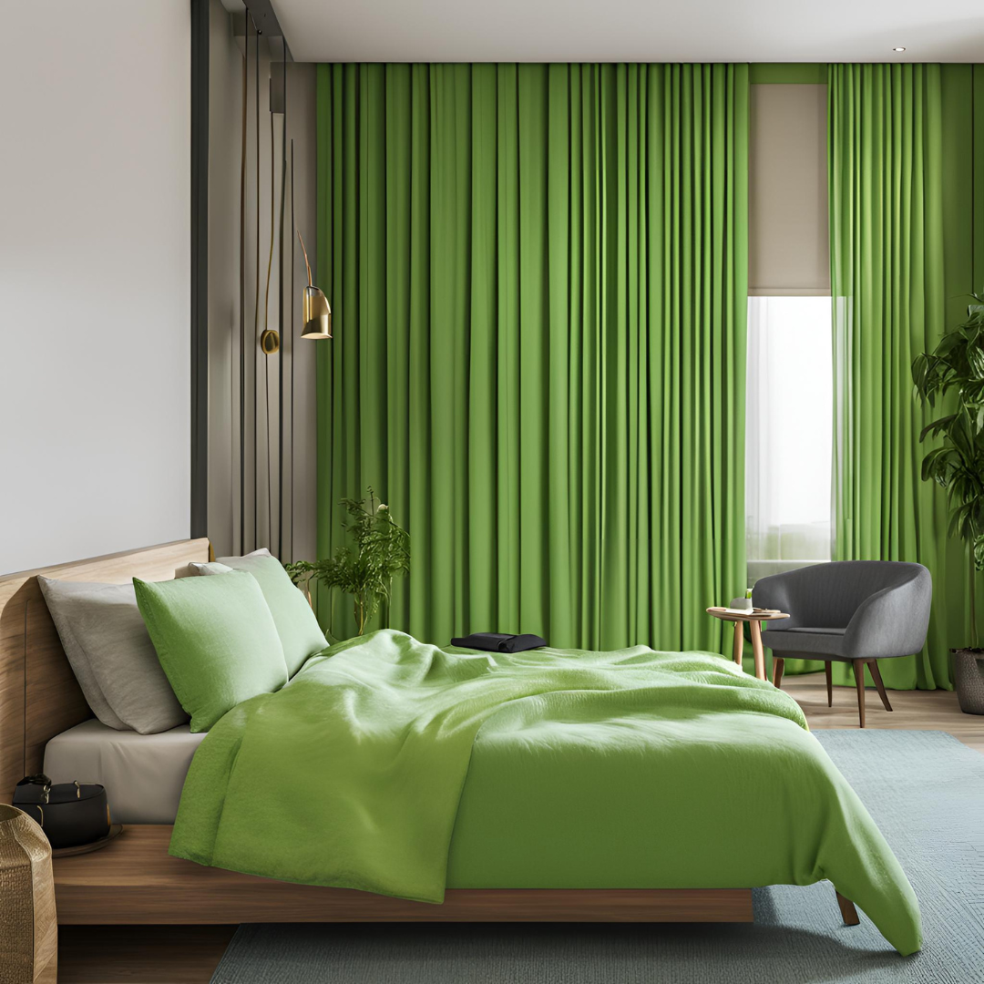 Completo Letto 1 Piazza e Mezza in Puro Cotone Verde Made in Italy