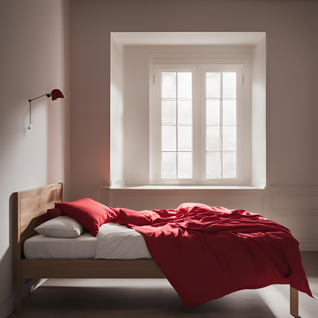 Completo Letto 1 Piazza e Mezza in Puro Cotone Rosso Made in Italy