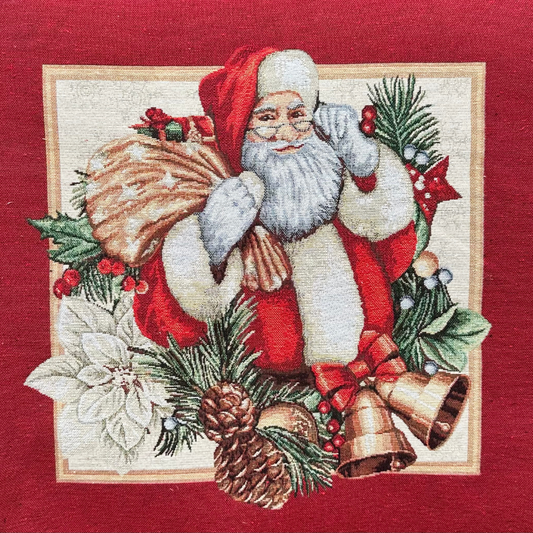 Tessuto Gobelin Natalizio 45x45cm Babbo Natale per Cuscini e Arredo Casa