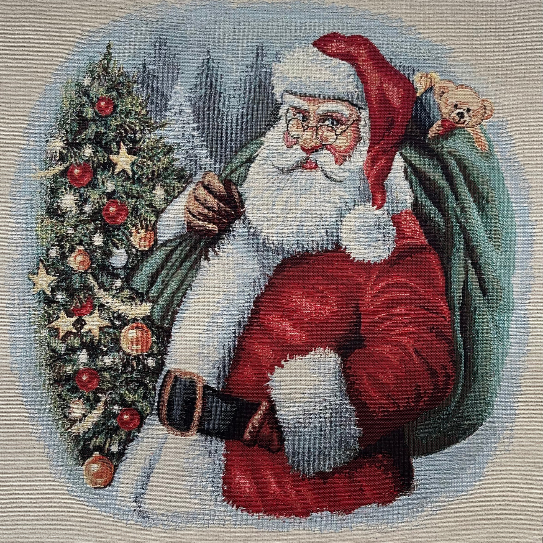 Tessuto Gobelin Natalizio 45x45cm Babbo Natale per Cuscini e Arredo Casa