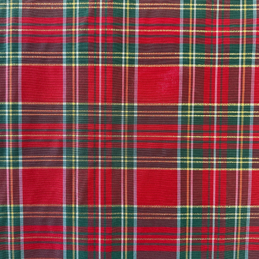 Tessuto Tartan Rosso Lurex per Arredo e Abbigliamento - 280cm