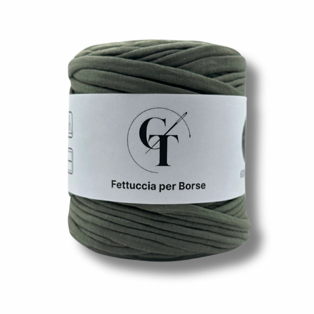 042 Verde Militare- Fettuccia per Borse all'Uncinetto - Eco Cotone 500g