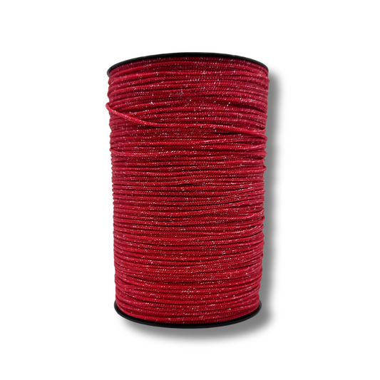 70 | Cordino per Borse all'Uncinetto Rosso Glitterato Argento | 500gr | Spessore 3mm