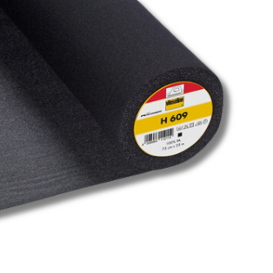 Interfodera Termoadesiva H609 della Vlieseline | Altezza 75 cm | Perfetta per Tessuti Elastici | Nera
