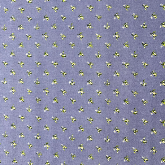 Tessuto Cotonina Fiori Sfondo Bluette | 100% Cotone | Altezza 140 cm