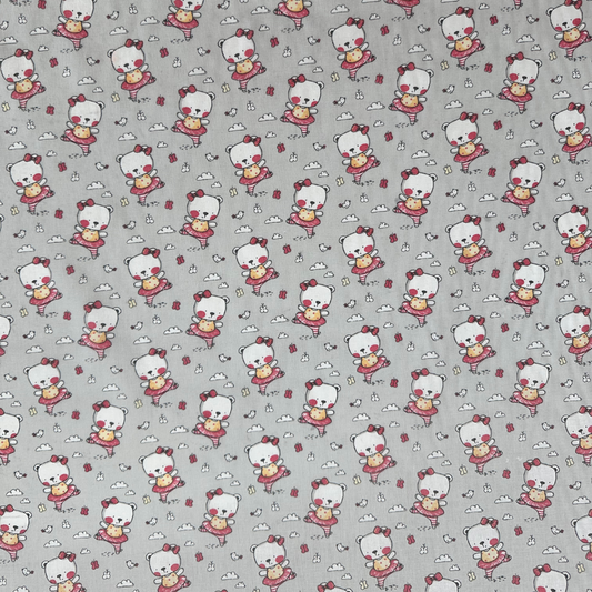 Tessuto Cotonina Baby Orsetti Ballerini | 100% Cotone | Altezza 140 cm