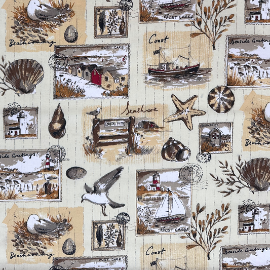 NAUTICAL | Tessuto Cotonina Fantasia Gabbiani | 100% Cotone | Altezza 140 cm