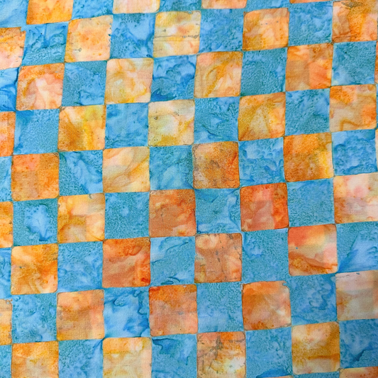 Tessuto Americano in Cotone 110 cm | Blue and Orange Chessboard