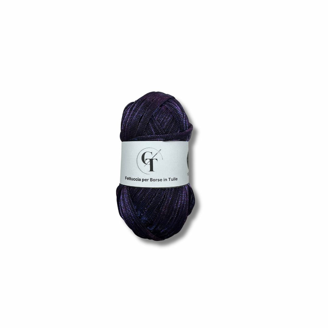 01  | Fettuccia in Tulle per Borse all’Uncinetto - 100g   | Viola