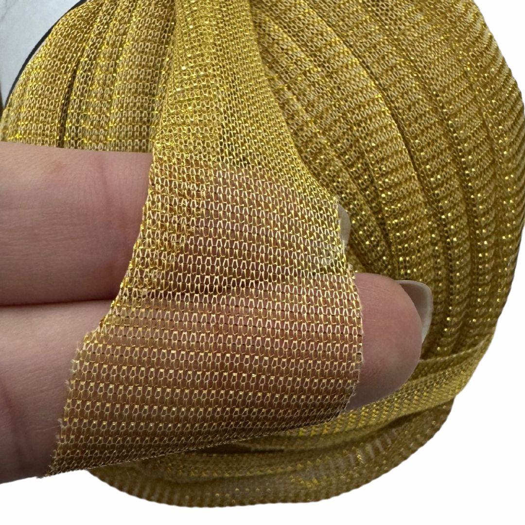 64  | Fettuccia in Tulle per Borse all’Uncinetto - 100g   | Oro