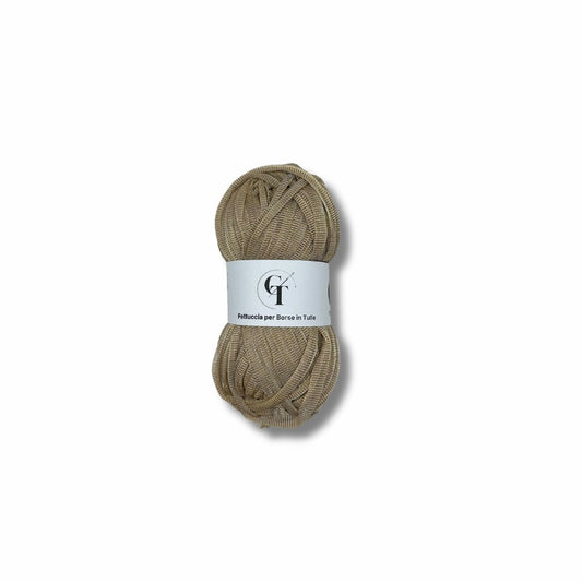 77  | Fettuccia in Tulle per Borse all’Uncinetto - 100g   | Beige