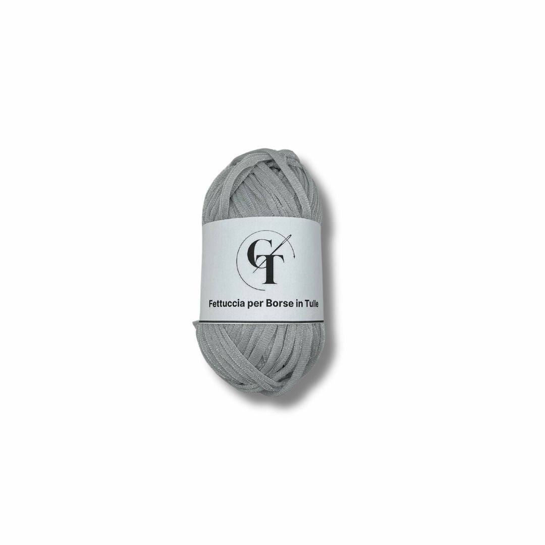 63  | Fettuccia in Tulle per Borse all’Uncinetto - 100g   | Grigio