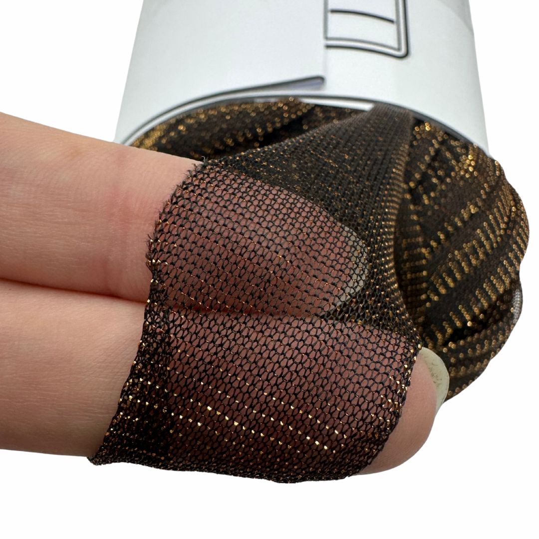 75 | Fettuccia in Tulle per Borse all’Uncinetto - 100g   | Marrone Bronzo