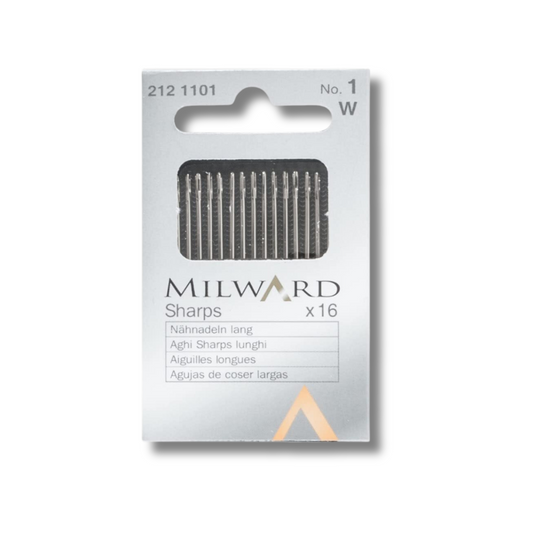 2121101 | Aghi Sharps Lunghi per Cucire a Mano Milward No.1 | 1.02×48.5 mm | Confezione da 16 pz