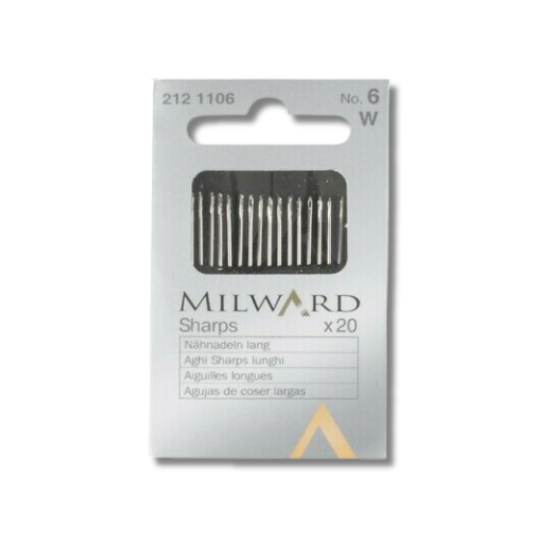 2121106 | Aghi Sharps Lunghi per Cucire a Mano Milward No.6 | 0,69x38 mm | Confezione da 20 pz