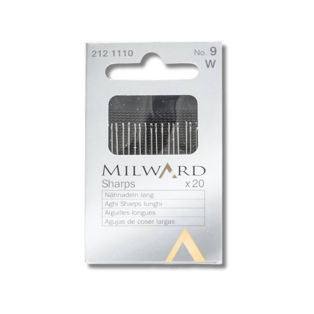 2121110 | Aghi Sharps Lunghi per Cucire a Mano Milward No.9 | 0,61x34 mm | Confezione da 20 pz