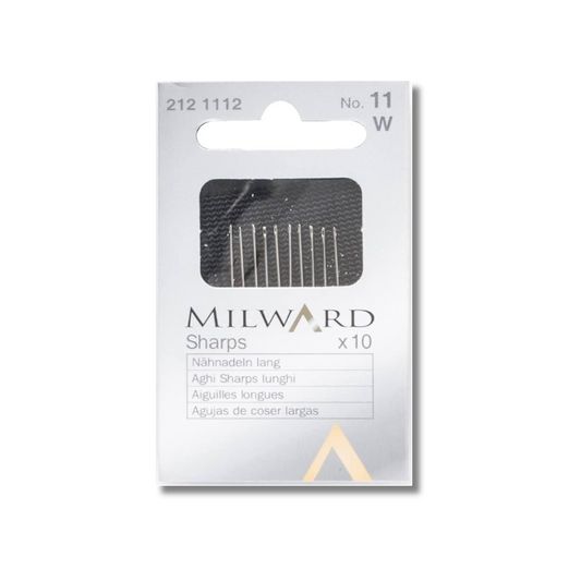 2121112 | Aghi Sharps Lunghi per Cucire a Mano Milward No.11 | 0.46x31mm | Confezione da 10 pz