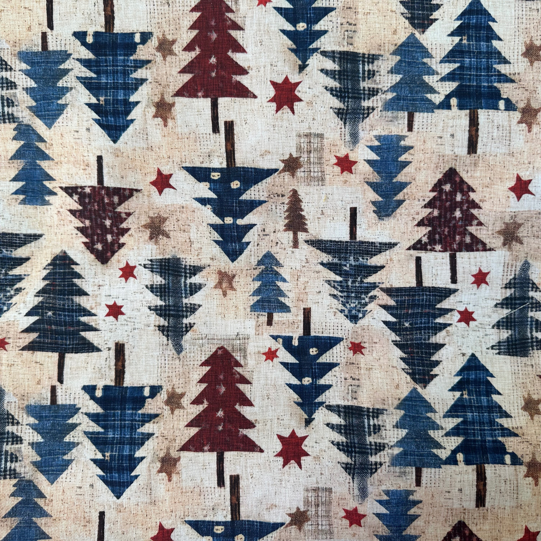 Tessuto Natalizio Alberi di Natale Colorati