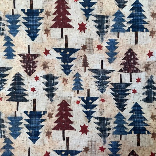 Tessuto Natalizio Alberi di Natale Colorati