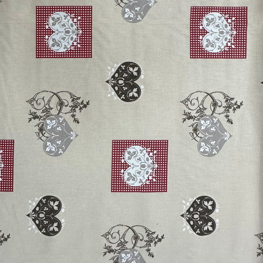 Tessuto Panama 160 cm in Cotone - Cuori
