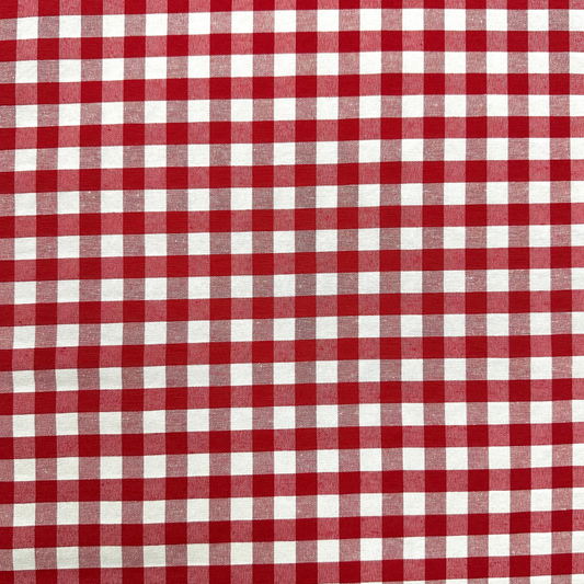 Tessuto Tinto in Filo Quadrettato Rosso 280 cm Cotone