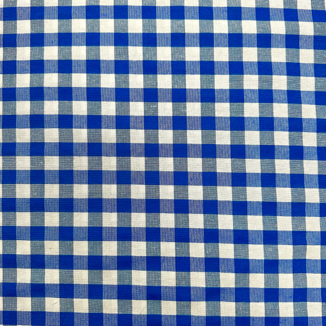 Tessuto Tinto in Filo Quadrettato Blu 280 cm Cotone
