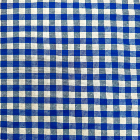 Tessuto Tinto in Filo Quadrettato Blu 280 cm Cotone