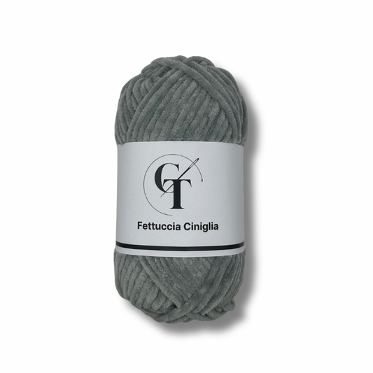 Fettuccia Ciniglia Grigio Chiaro 100gr per Borse Uncinetto