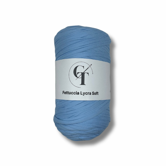 Fettuccia in Lycra Soft Celeste per Borse all’Uncinetto – 400g