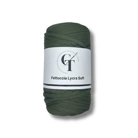 Fettuccia in Lycra Soft Verde Militare per Borse all’Uncinetto – 400g
