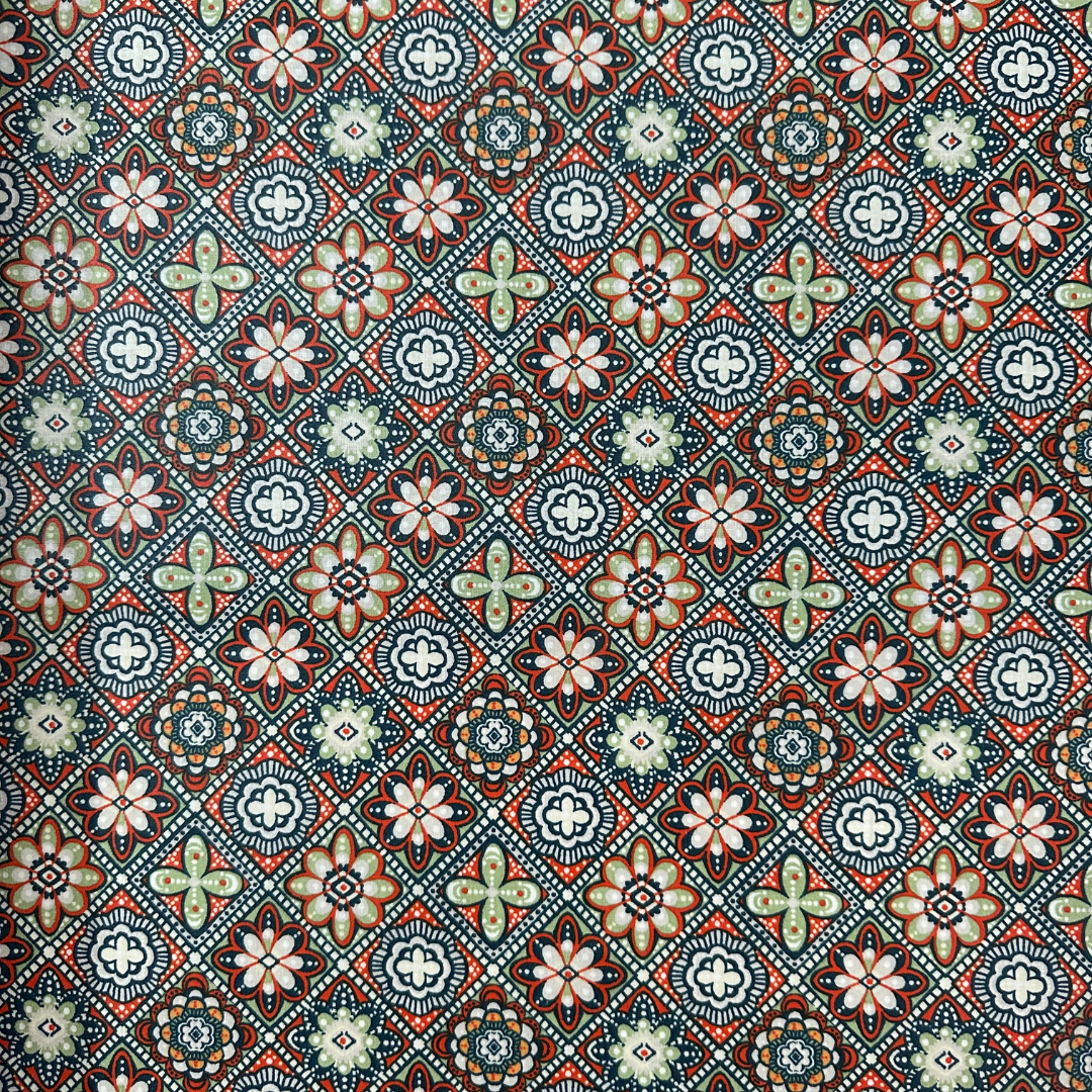 Tessuto Antimacchia a Metraggio 155cm in Cotone Cerato Fantasia Maioliche