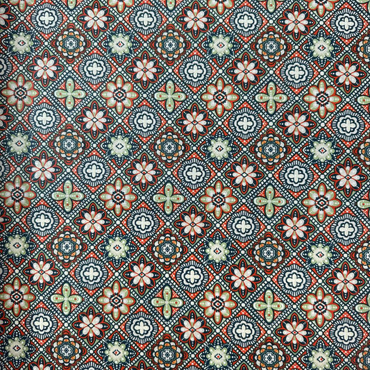 Tessuto Antimacchia a Metraggio 155cm in Cotone Cerato Fantasia Maioliche