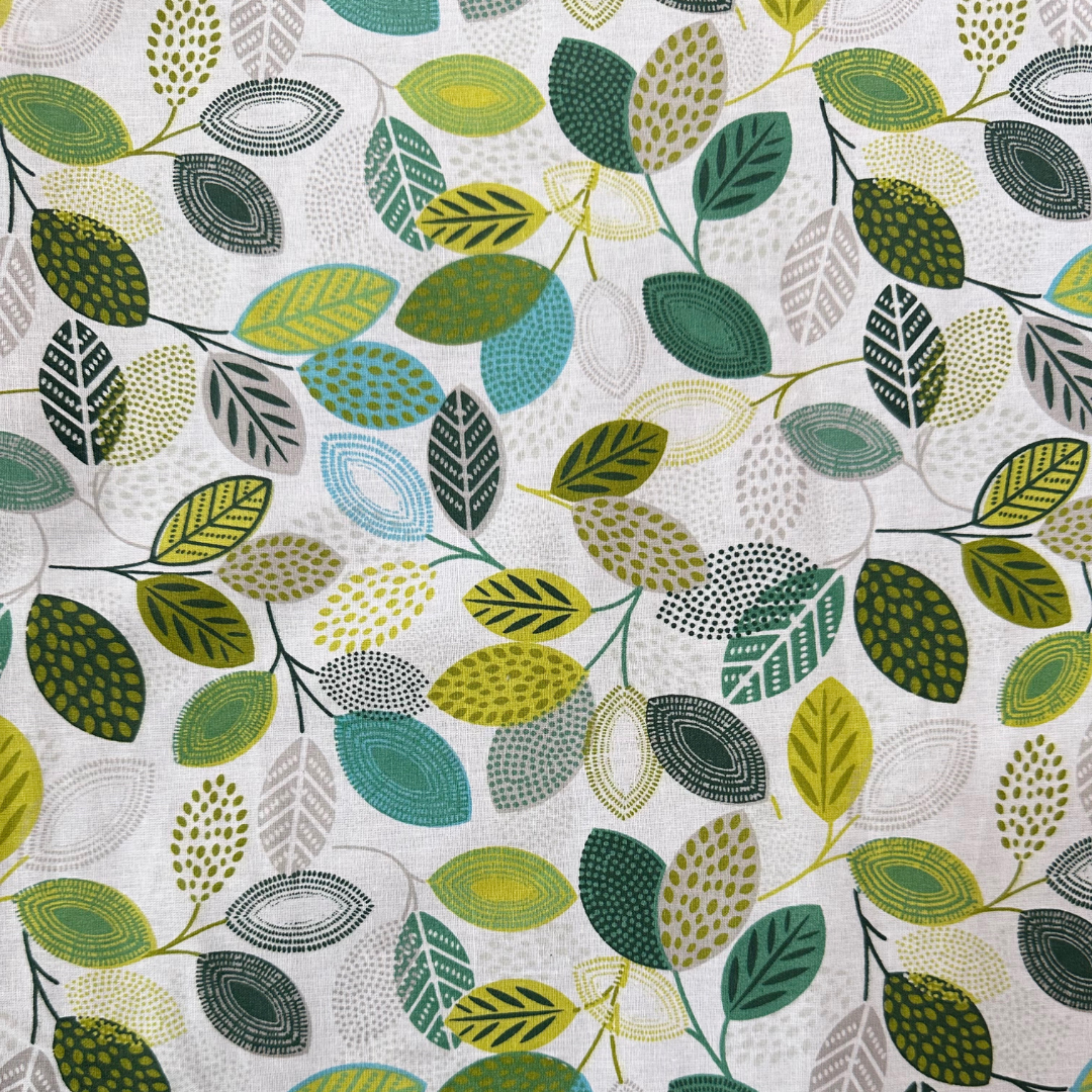 Tessuto Antimacchia a Metraggio 155cm in Cotone Cerato Fantasia Foglie